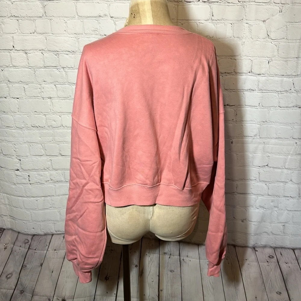 Women's Cropped Crewneck Pullover Sweatshirt - Wild Fable- Barbie Pink-Size XXL - Picture 4 of 5